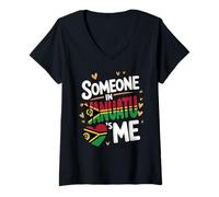 Damen Someone In Vanuatu Loves Me Long Distance Love T-Shirt mit V-Ausschnitt