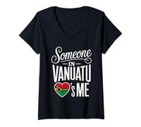 Damen Someone In Vanuatu Loves Me Long Distance T-Shirt mit V-Ausschnitt