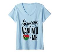 Damen Someone In Vanuatu Loves Me Long Distance T-Shirt mit V-Ausschnitt