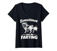 Damen Sometimes I Just Be Farting Mops Hund Lustige Haustiere T-Shirt mit V-Ausschnitt