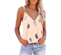 Damen Sommer ärmellos V-Ausschnitt Spaghettiträger Bedruckt Cami Tops Damen Sommer Leibchen ärmellos lässig Tanktops Damen lose Plus Größe Spaghetti Bluse Shirts Weste Bedruckt V-Ausschnitt Leibchen