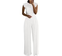 Damen Sommer Jumpsuit Overall Hosenanzug Elegant Romper Kurzarm Rundhals Playsuit Mit Gürtel Festlich Party Hochzeit Einteiler Festlicher Hosenanzug Damen