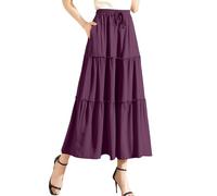 Damen Sommer Lagenrock Mit Holzohrbesatz Hoch Mit Damen Rock Sommer Rock Lange Röcke Jeansrock Lang Skort Jeans Für Kurz Wanderrock Röcke Midi