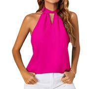 Damen Sommer Neckholder Weste Tops Baumwolle Weicher Sommer Ärmelloses T-Shirt Cami Tops Damen Sommer Neckholder Tops Elegante ärmellose Bluse T-Shirts Damen Neckholder Tie Chiffon Tank Top