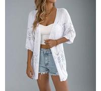 Damen Sommer neue leichte, luftige Strick-Cardigan mit Hohlmuster, Strand Urlaubsoutfit