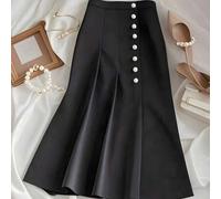 Damen Sommer Neuer modischer einfarbiger eleganter Büro-Pendler vielseitiger Bleistiftrock mit Knopfleiste vorne