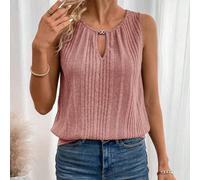 Damen Sommer Oberteil mit quadratischem Ausschnitt und Metall verziertem Schnalle, texturiertem Tanktop mit bequemer Passform, Emery Rose bescheidene