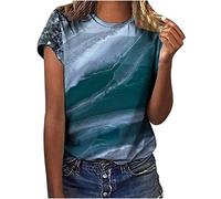 Damen Sommer Oberteile Tshirt Bunte Blumen Drucken Bluse Kurzarm T-Shirt mit Rundhalsausschnitt Tee Tops Pullover Teenager Mädchen Pulli Tunika Shirt Lose Bequem T-Shirts Sportshirt für Frauen