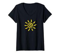 Damen Sommer Sonne Sonnenschein Spirale T-Shirt mit V-Ausschnitt