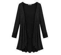 Damen-Sommer-Strickjacken für Damen, UK-Strickjacke, lange Strickjacke für Damen, Sommermantel, Übergröße, Jacken, Mäntel, Strickjacke, einfarbig, V-Ausschnitt, Oberbekleidung, Schwarz , 54