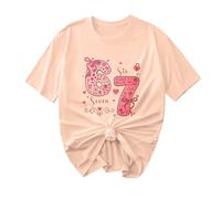 Damen-Sommer-Top, kurzärmelig, Blusen, Herz-T-Shirt, Valentinstags-T-Shirt, lockeres Sommer-T-Shirt, U-Ausschnitt, Baggy, übergroßes T-Shirt, lässig, lockeres T-Shirt, Fitnessstudio, Tunika, Hemd, I