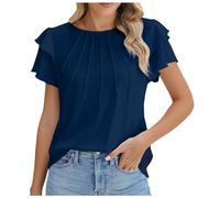 Damen Sommer Tshirt Lässiges Kurzarm Tops,Satin Hemd Damen,Glitzer Pailletten Oberteil,Oberteil Aus Spitze,Blaues Glitzer Oberteil,Coole Blusen Damen