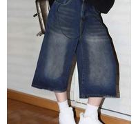 Damen Sommer Y2K gewaschene Bermuda-Shorts mit Katzenwischer, gerade geschnitten, Mode für den täglichen Gebrauch, Straight-Leg-Bermuda-Shorts im 90er