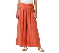 Damen Sommerhose Palazzo Hose Weites Bein Musselin Waffelstruktur - Leichte Strandhose mit Komfortbund & Raffungen - Bügelfreie Freizeithose High Waist Wide Leg Hose OneSize passend für Grössen 38-44