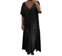 Damen Sommerkleid Bauch Verstecken Kleider Umstandsmode Volant A-Linien Langes Sommerkleid Weite Schwingen Luftiges Schwangere Strandkleid Damen Luftig Plissee Alltag Strandtunika Lockeres