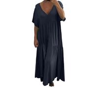 Damen Sommerkleid Bauch Verstecken Kleider Umstandsmode Volant A-Linien Langes Sommerkleid Weite Schwingen Luftiges Schwangere Strandkleid Damen Luftig Plissee Alltag Strandtunika Lockeres