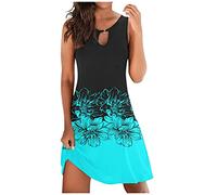 Damen Sommerkleid: Curvy Festlich Elegant Leicht Luftig Strandkleid Midikleid Ärmellos Knielang Sexy Große Größen Boho Kleid Sommerkleid mit Blumen A Linie Schick Midi Freizeitkleid Blusenkleid
