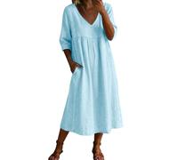 Damen Sommerkleid Elegant Halbarm Hemdkleid Party Kleider Freizeitkleider Einfarbig Midikleid Casual A Linien Kurzes Kleid,Damen Midikleid Sommer,Urlaubsmodelle