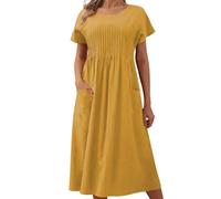 Damen Sommerkleid Elegant Halbarm Hemdkleid Party Kleider Freizeitkleider Einfarbig Midikleid Casual A Linien Kurzes Kleid,Kleid Damen Elegant Lang,Partys Veranstaltungen