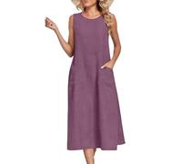 Damen Sommerkleid Elegant Halbarm Hemdkleid Party Kleider Freizeitkleider Einfarbig Midikleid Casual A Linien Kurzes Kleid,Kleider Sommer,Weich/atmungsaktiv