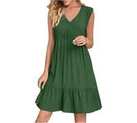 Damen Sommerkleid Elegant Halbarm Hemdkleid Party Kleider Freizeitkleider Einfarbig Midikleid Casual A Linien Kurzes Kleid,Kleid Sommer,Bequem/vielseitig