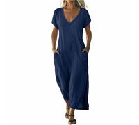 Damen Sommerkleid Elegant Halbarm Hemdkleid Party Kleider Freizeitkleider Einfarbig Midikleid Casual A Linien Kurzes Kleid,Damen Kleider Sommer Knielang,Alltag/Arbeit/Partys Veranstaltungen