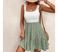 Damen Sommerkleid im Urlaubsstil mit ärmellosem A-Linien-Schnitt und taillierter Passform, Blumenmuster, Bridgerton