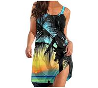Damen Sommerkleid Knielang Strandkleid Kurz Minikleid Sexy Boho Kleid Lässig Locker Trägerkleid Ärmellos Tunika Blusenkleid Schöne Sommerkleider Teenager Mädchen Hawaiian Strandkleider