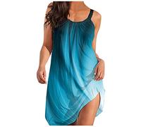 Damen Sommerkleid Knielang Strandkleid Kurz Minikleid Sexy Boho Kleid Lässig Locker Trägerkleid Ärmellos Tunika Blusenkleid Schöne Sommerkleider Teenager Mädchen Hawaiian Strandkleider