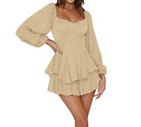 Damen Sommerkleid Kurz Swing Kleid Sommer Minikleid Sexy Piratenkleid Skaterkleid A Linien Schulterfrei Rückenfrei Puffärmel Rüschen Partykleid Blusenkleid Kostüm Kleider Strandkleid