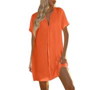 Damen Sommerkleid Kurz V Ausschnitt Weite Kleider Damen Sommer Elegant A Linie Sommerkleider Leicht Und Luftig Minikleid Frauen Sommer Kurzarm Strandkleid Luftig Kurz Kleid Einfarbig Casual