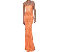 Damen Sommerkleid Lang Bodycon Kleid Sexy Trägerkleid Rückenfrei Spaghetti-Träger Blumen Drucken Sommer Langes Kleider Festlich Elegant Abendkleider Maxikleid Ballkleid Partykleid
