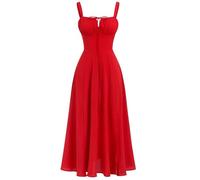 Damen Sommerkleid mit Blumenmuster Damen Ärmellos Sexy Korsett Spaghetti-Träger Midi-Länge Kleid Schlitz Elegant Boho Trägerkleid Freizeitkleider Beach Party Camisole Dress