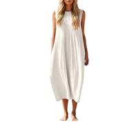 Damen Sommerkleid mit Streifenmuster - ärmelloses bequemes MaxiKleid im Bohemian-Style | Leichter luftiger trägerkleid für Freizeit Strand und entspannte Tage