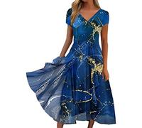 Damen Sommerkleid V Ausschnitt Abendkleid Lang Kleid Elegant Chiffon Swing Cocktailkleid Moderne Festliche Kleider für Hochzeitsgast Abendkleider Brautjungfernkleider Partykleid