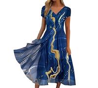 Damen Sommerkleid V Ausschnitt Abendkleid Lang Kleid Elegant Chiffon Swing Cocktailkleid Moderne Festliche Kleider für Hochzeitsgast Abendkleider Brautjungfernkleider Partykleid