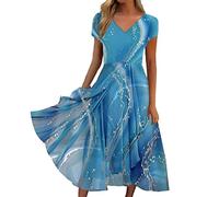 Damen Sommerkleid V Ausschnitt Abendkleid Lang Kleid Elegant Chiffon Swing Cocktailkleid Moderne Festliche Kleider für Hochzeitsgast Abendkleider Brautjungfernkleider Partykleid