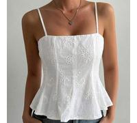 Damen Sommerurlaubsstil strukturiertes Stoff Lässig Tanktop Neckholder Top