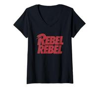 Damen Songtexte von David Bowie - Rebel Rebel T-Shirt mit V-Ausschnitt