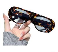 Damen Sonnenbrille Fashion Oval UV400 Filter Robust PC Gestell Klassisch für pilot Design Für Autofahren Angeln Reisen Weiß Blumen Rahmen Katzenring Damen(B)