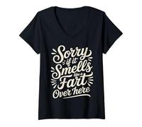 Damen Sorry If It Smells Like A Fart Over Here Grobe Witze - T-Shirt mit V-Ausschnitt