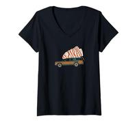 Damen Southern Thanksgiving Station Wagon Turkey Retro Funny Tee T-Shirt mit V-Ausschnitt