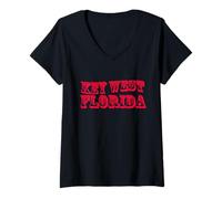 Damen Souvenir aus Key West, Florida, USA T-Shirt mit V-Ausschnitt
