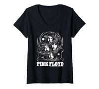 Damen Space Portrait der Pink Floyd Cosmic Psychedelic Rock Band T-Shirt mit V-Ausschnitt