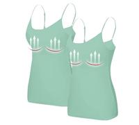 Damen Spaghetti Tops 1/2/3er Pack Tank Tops U Ausschnitt Trägertop Sexy Ärmellos Tanktops Sommer Oberteile Einfarbig Cami Tops Basic Shirts Bequem Longshirt(2-Mint Green,5XL)