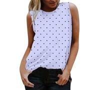 Damen Spaghetti Tops Ärmelloses Tee Weste Shirt Lässige Runde Bedruckte Bluse Tankshirt Halsweste Tanks & Tank Top Große Größen Sommer Locker Ärmellos Sexy Elegant T Tshirt Baumwolle Party Himmelblau
