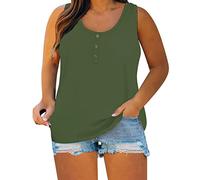 Damen Spaghetti Tops Blumendruck- Plus Größen-Trägershirts Lose Rundhals-Weste-T-Shirts Tuniken-T-Stück Top Große Größen Oberteile Sexy Elegant Ärmellose Blusen Leinenbluse Oberteil Sommer Kurz Grün