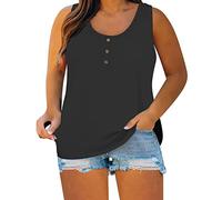 Damen Spaghetti Tops Blumendruck- Plus Größen-Trägershirts Lose Rundhals-Weste-T-Shirts Tuniken-T-Stück Top Große Größen Oberteile Sexy Elegant Ärmellose Blusen Leinenbluse Oberteil Sommer Kurz
