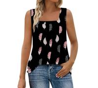 Damen Spaghetti Tops Für 2026 Lässiges -Top Mit V-Ausschnitt Ärmellos Ringträgern Lockerer Passform Basic-Shirt Sport Und Freizeit Ärmellose Top Locker Sommer T-Shirts Tanktops Tank Lang Schwarz 3XL