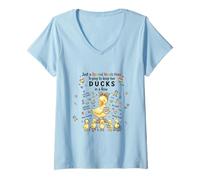 Damen Special Needs Mom Autism Caregivers Cute Mama Duck T-Shirt mit V-Ausschnitt